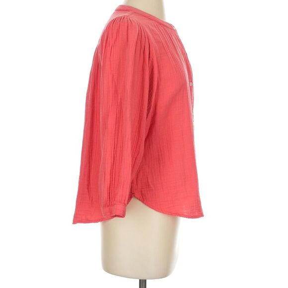 XIRENA LARK SHIRT RED ROSE 100% Cotton Gauze Muslin Button Front Size XS - Picture 4 of 6